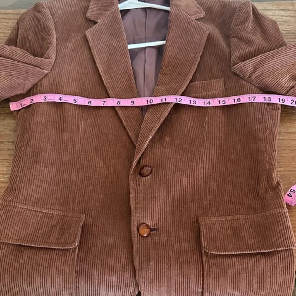 Vintage Corduroy Lapel Blazer Mens 37R Two Buttons Leisure Sport Coat Jacket